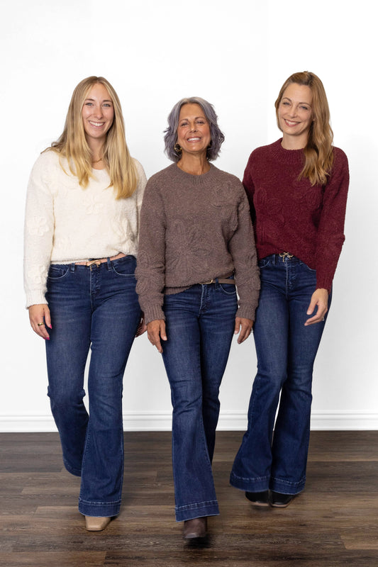 The Gwen from Lovervet *Three Length* Mid-Rise Tummy Control Flare Denim