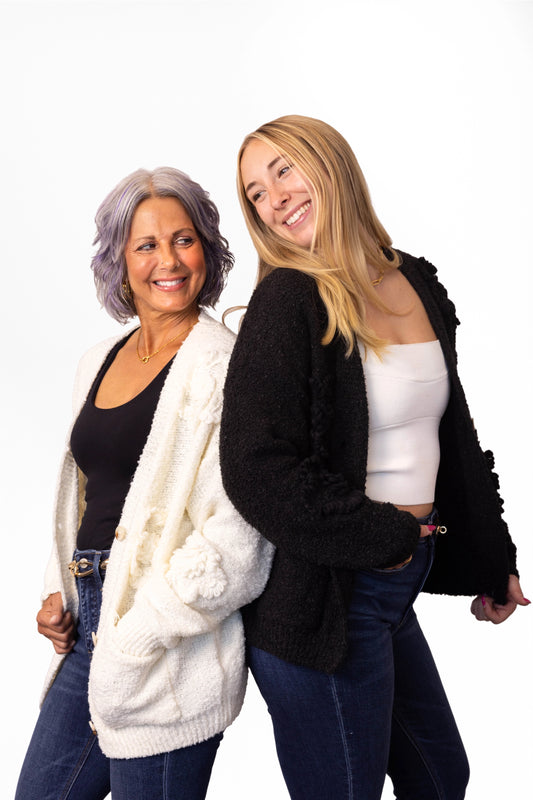 ALB Custom Women's Button Up Knit Floral Cardigan