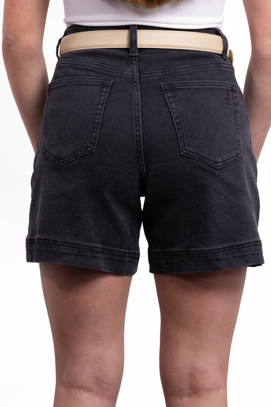 The Koda High-Rise Denim Shorts - Black