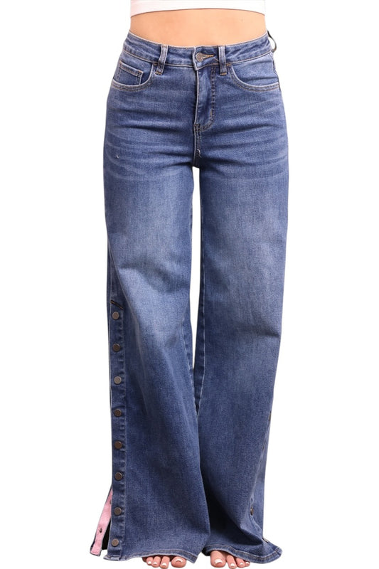 The Auburn by Ava Lane High-Rise Tummy Control Snap Wide Leg Denim Three Lengths
