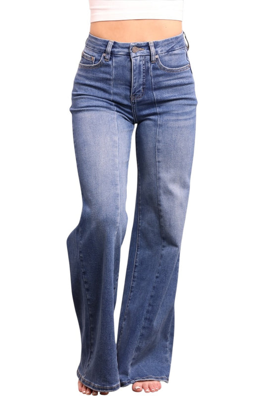 The Esme by Ava Lane High-Rise Tummy Control Wide Leg Denim Three Lengths