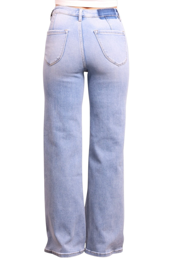 The Romy High-Rise Tummy Control Wide Leg Denim - Three Inseams (Blue)