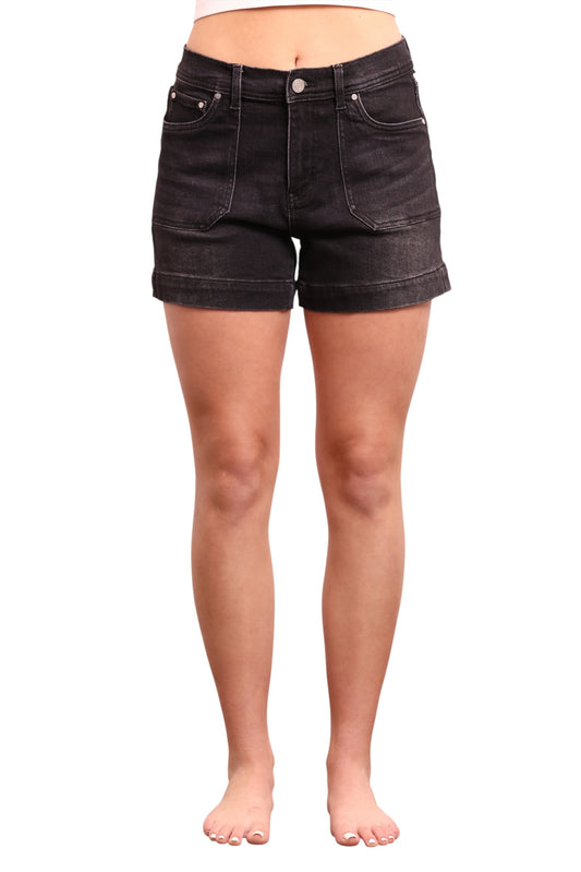 The Lexie by Ava Lane Mid-Rise Black Denim Shorts
