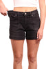 Mid-Rise Black Denim Shorts