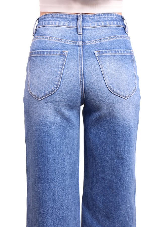 High-Rise Tummy Control Wide Hem Wide Leg Jeans