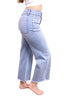 High-Rise Tummy Control Cropped Raw Hem Wide Leg Jeans