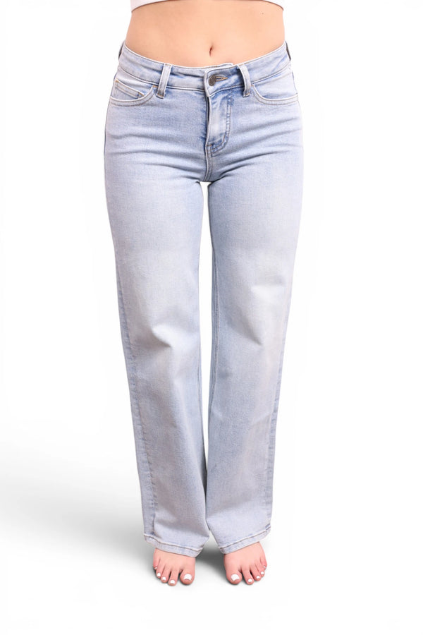 Mid-Rise Tummy Control Retro Wide Leg Jeans