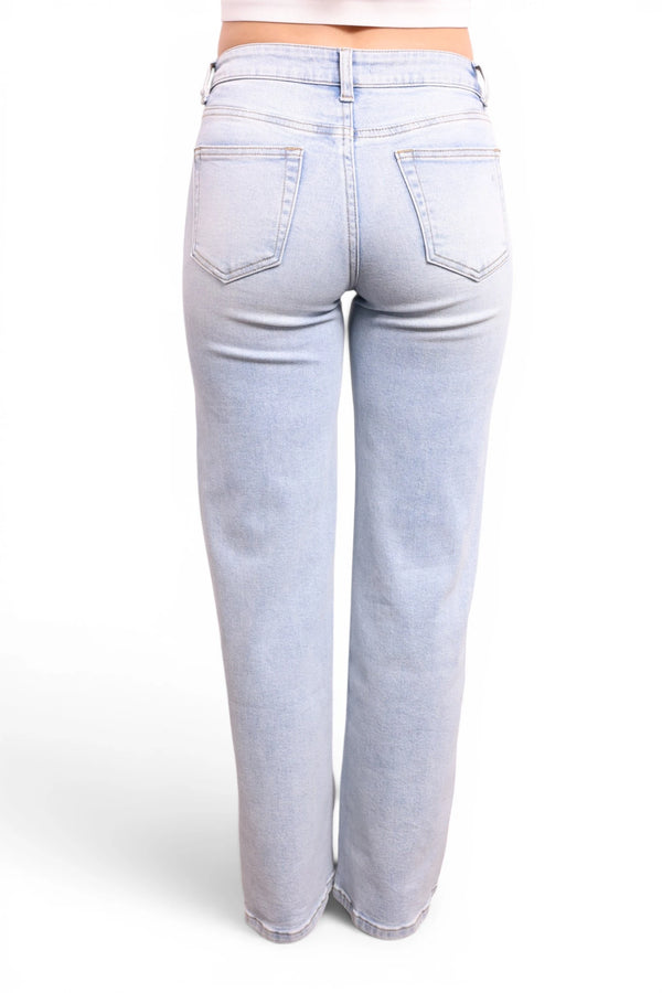Mid-Rise Tummy Control Retro Wide Leg Jeans