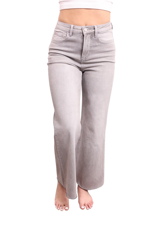 High-Rise Tummy Control Wide Leg Stone Gray Jeans