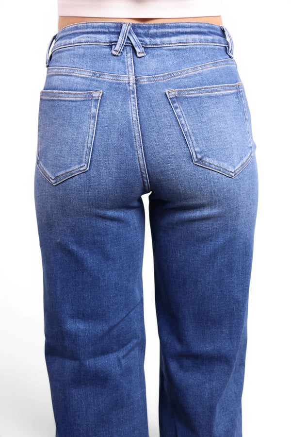 High-Rise Tummy Control Vintage Wide Leg Jeans