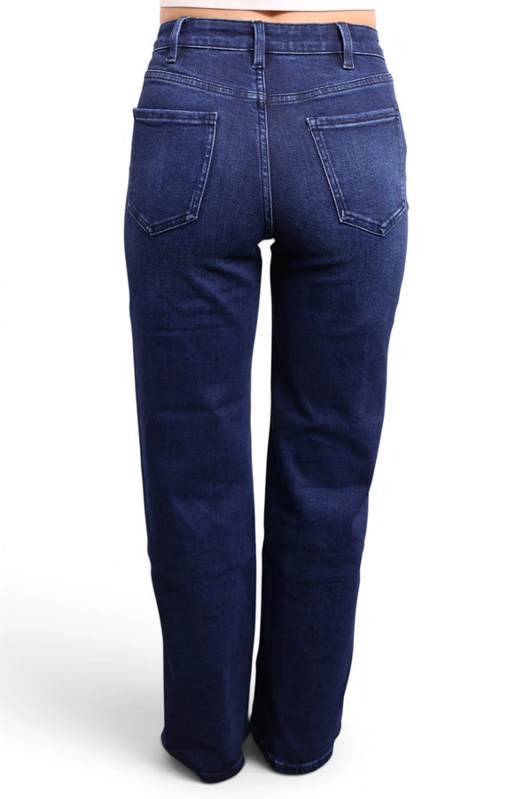 High-Rise Tummy Control Vintage Dark Blue Wide Leg Jeans