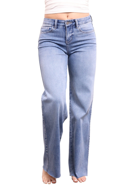 The Kristen Mid-Rise Tummy Control Wide Leg Denim