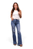 The Crystal High-Rise Tummy Control Distressed Flare Leg Jeans