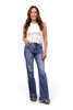 The Crystal High-Rise Tummy Control Distressed Flare Leg Jeans