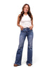 The Crystal High-Rise Tummy Control Distressed Flare Leg Jeans