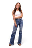 The Crystal High-Rise Tummy Control Distressed Flare Leg Jeans