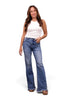 The Crystal High-Rise Tummy Control Distressed Flare Leg Jeans