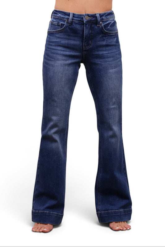 The Georgia Mid-Rise Tummy Control Vintage Blue Bootcut Jeans
