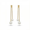 Pearl Chain Drop Earrings in Gold
