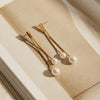 Pearl Chain Drop Earrings in Gold
