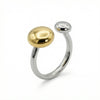 Double-Orb Statement Ring in Two-Tone