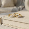 Pavé C-Hoop Earrings in Gold