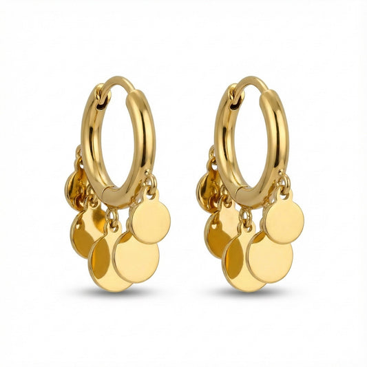 Disc-Drop Huggie Earrings