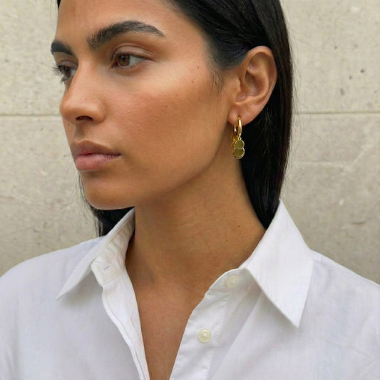 Disc-Drop Huggie Earrings
