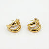 Triple Row Pavé Hoop Earrings in Gold