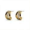 Triple Row Pavé Hoop Earrings in Gold