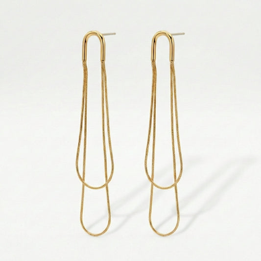 Long Drop Earrings in Gold