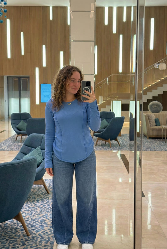 The Lila by Ava Lane High-Rise Tummy Control Wide Leg Angled Seam Denim Three Lengths