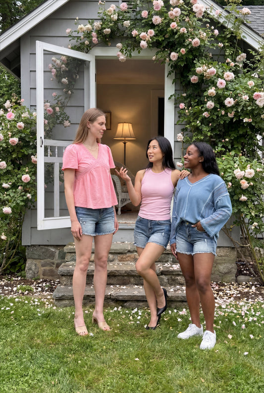 The Zadie by Ava Lane Mid-Rise Tummy Control Distressed Denim Shorts