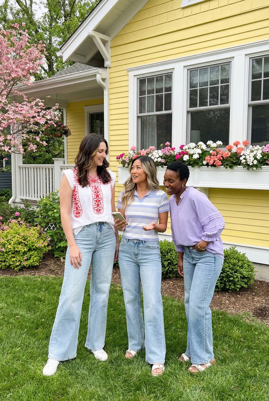 The Romy by Ava Lane High-Rise Tummy Control Wide Leg Denim Three Lengths