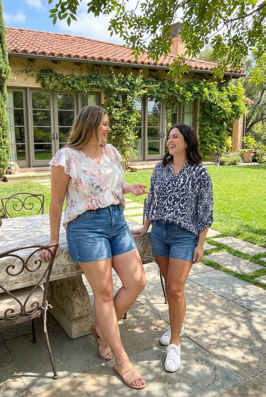 The Zora by Ava Lane Mid To High-Rise Tummy Control Denim Shorts Two Lengths