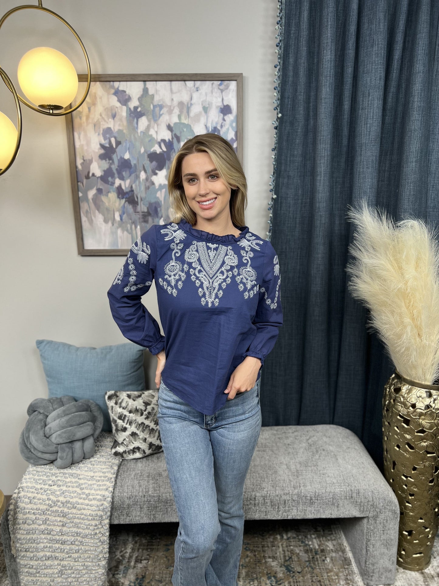 Tangled Up In Blue Long Sleeve Top