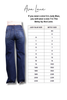 A size conversion chart for Ava Lane jeans showing a back view of blue jeans on the left and a sizing table next to it. Text at the top reads 'Ava Lane' and explains the size conversion from Judy Blue to Betsy Blue.