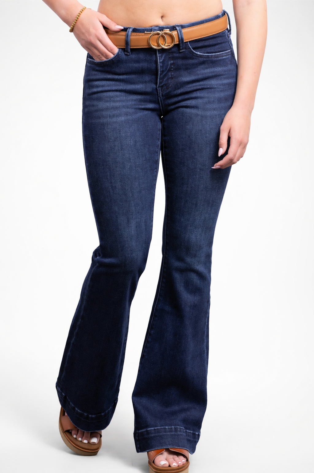 Mid-Rise Tummy Control Flare Jeans Three Lengths | Gwen by
