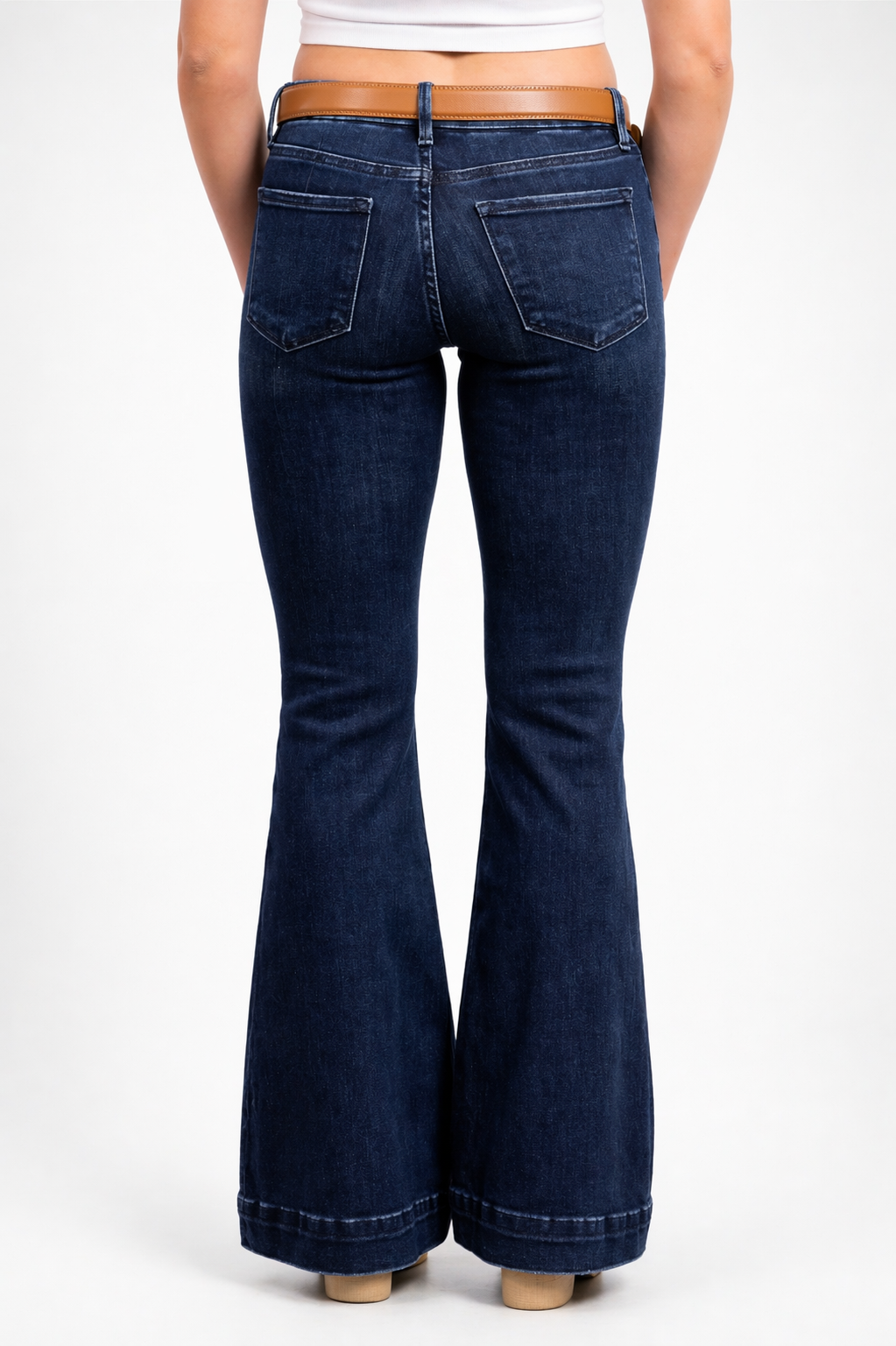 aaa♥ Mid-rise stitch flare denim Mid-Rise Tummy Control Flare Jeans Three Lengths | Gwen by