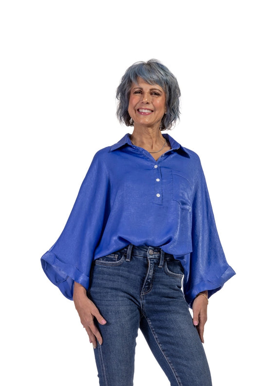 Women's Oversized Satin Long Sleeve Top