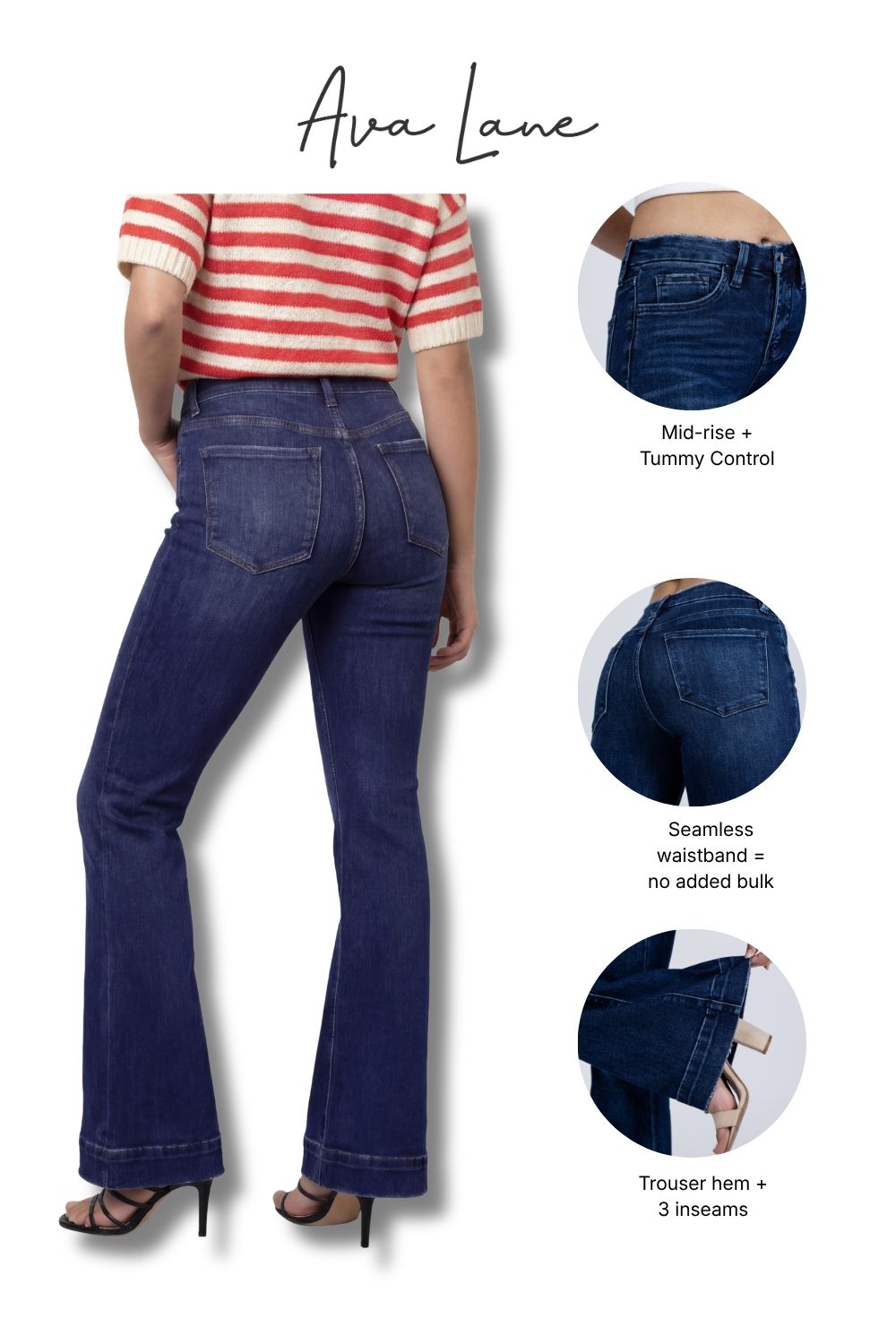 Mid-Rise Tummy Control Flare Jeans Three Lengths | Gwen by