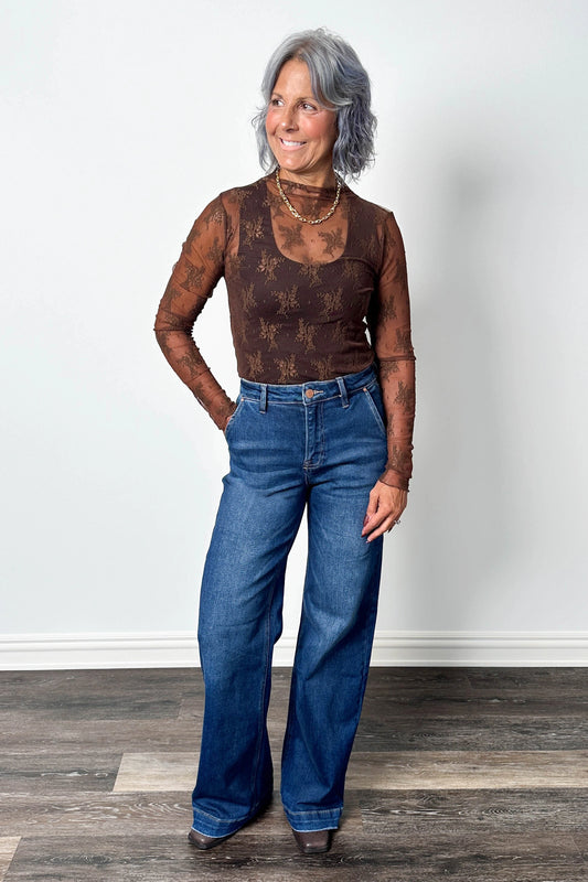 The Tiff from Risen: High-Rise Slanted Pocket Wide Leg Denim