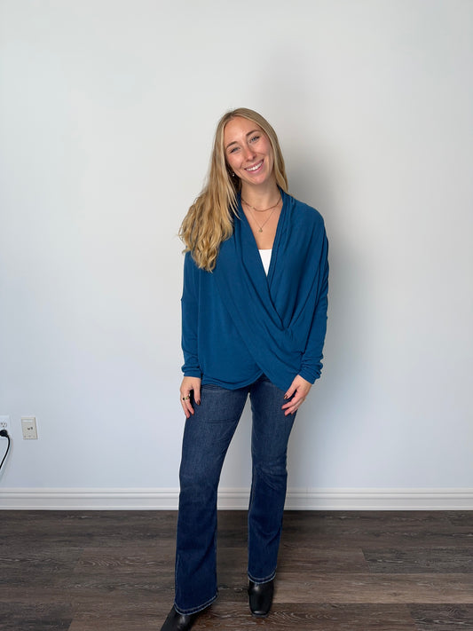 Women's Waterfall Hacci Knit Wrap Top