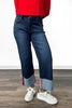 The Louise from Risen: Mid-Rise Tummy Control Cropped Wide Cuffed Denim