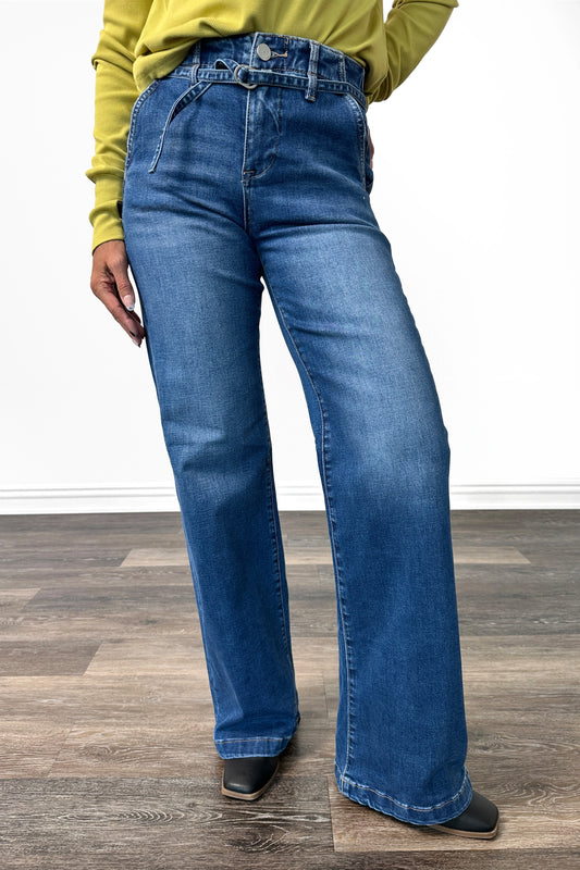 The Astrid from Risen High-Rise Wide Leg Belted Denim