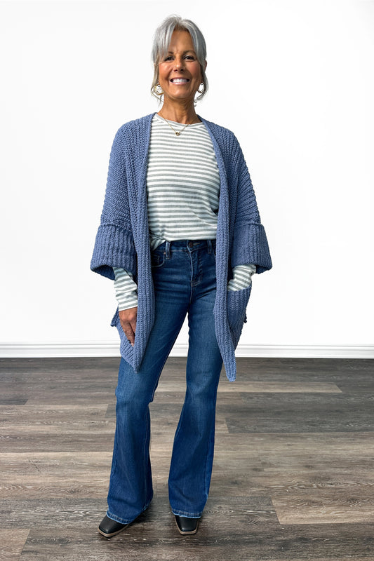 The Debbie from Risen: High-Rise Tummy Control 4-Way Stretch Flare Denim