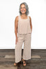 Women's Embroidered Linen Blend Ankle Pants