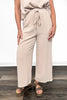 Women's Embroidered Linen Blend Ankle Pants
