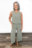 Women's Linen Blend Scalloped Hem Pants