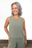 Women's Linen Blend Scalloped Edge Tank Top